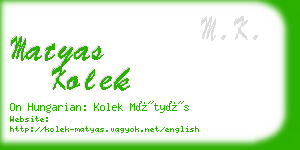 matyas kolek business card